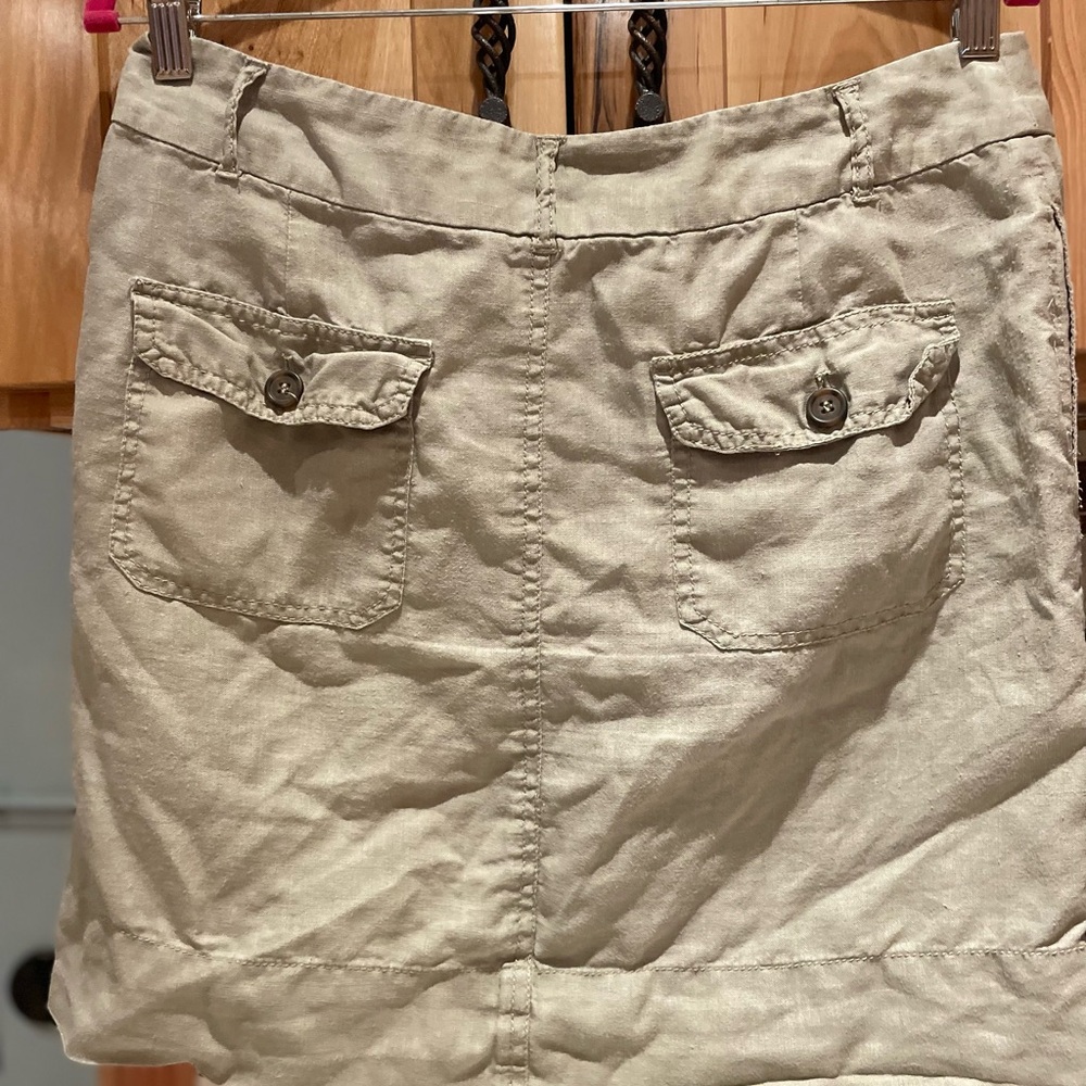 Beige Mini Skirt with Button Pockets